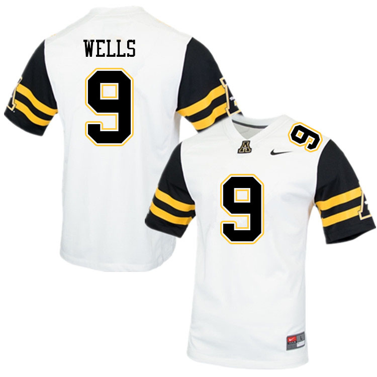 Men #9 Christian Wells Appalachian State Mountaineers College Football Jerseys Sale-White - Click Image to Close